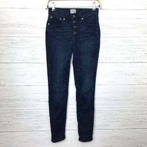 J. Crew Denim Women's Jeans 9" Toothpick Button Fly Dark Wash size 24 length 28"